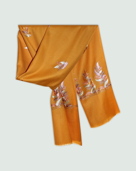 Embroidered Stole with Frayed Hem Price in India