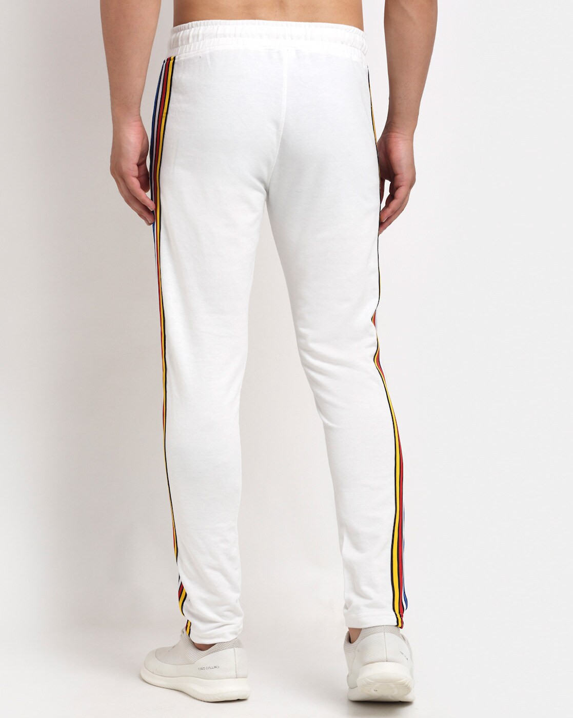 White and sale gold track pants