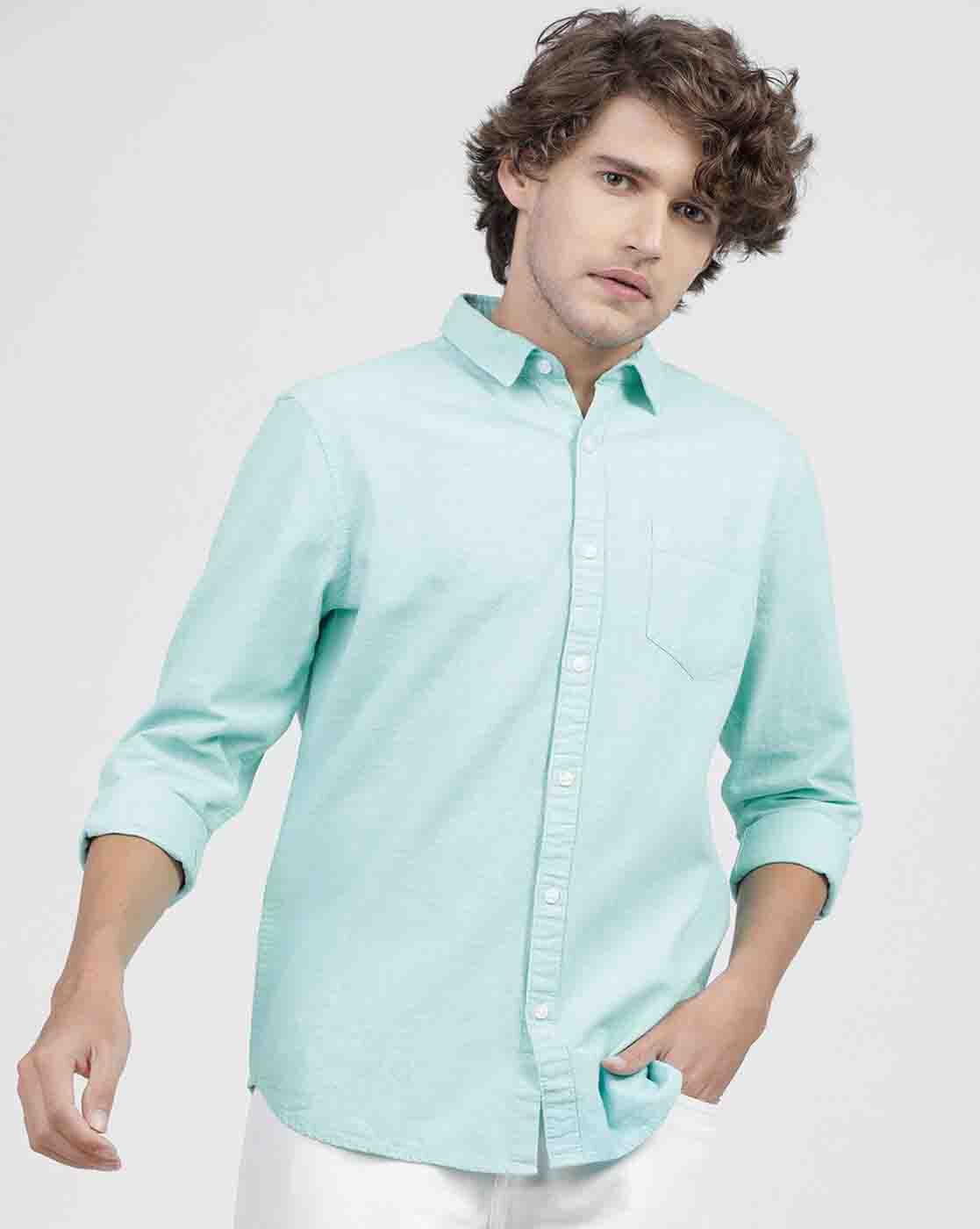 Buy Aqua Blue Shirts For Men By Ketch Online | Ajio.Com