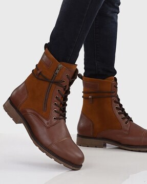 tan boots with zipper