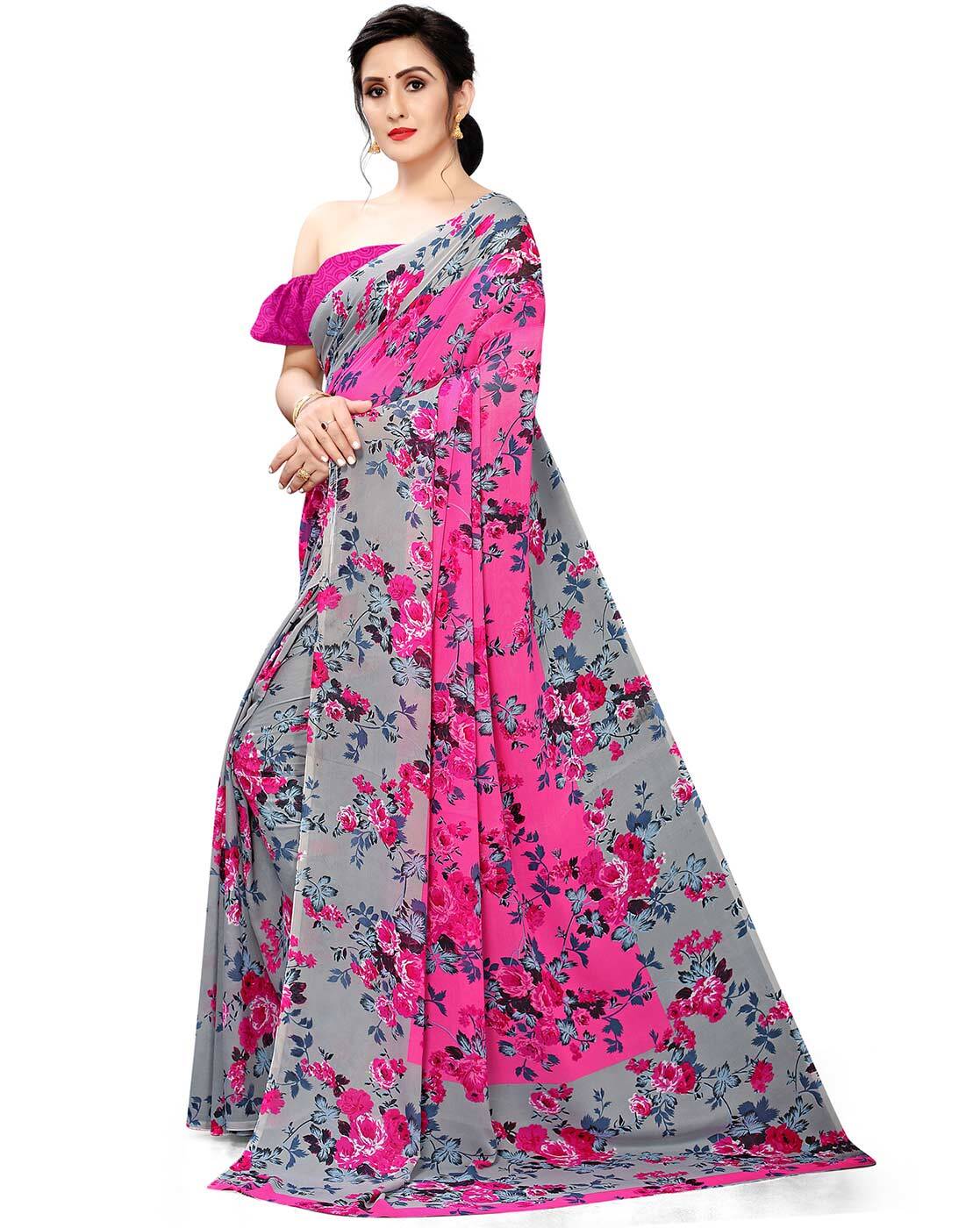 Buy Pink Sarees for Women by Ishin Online | Ajio.com