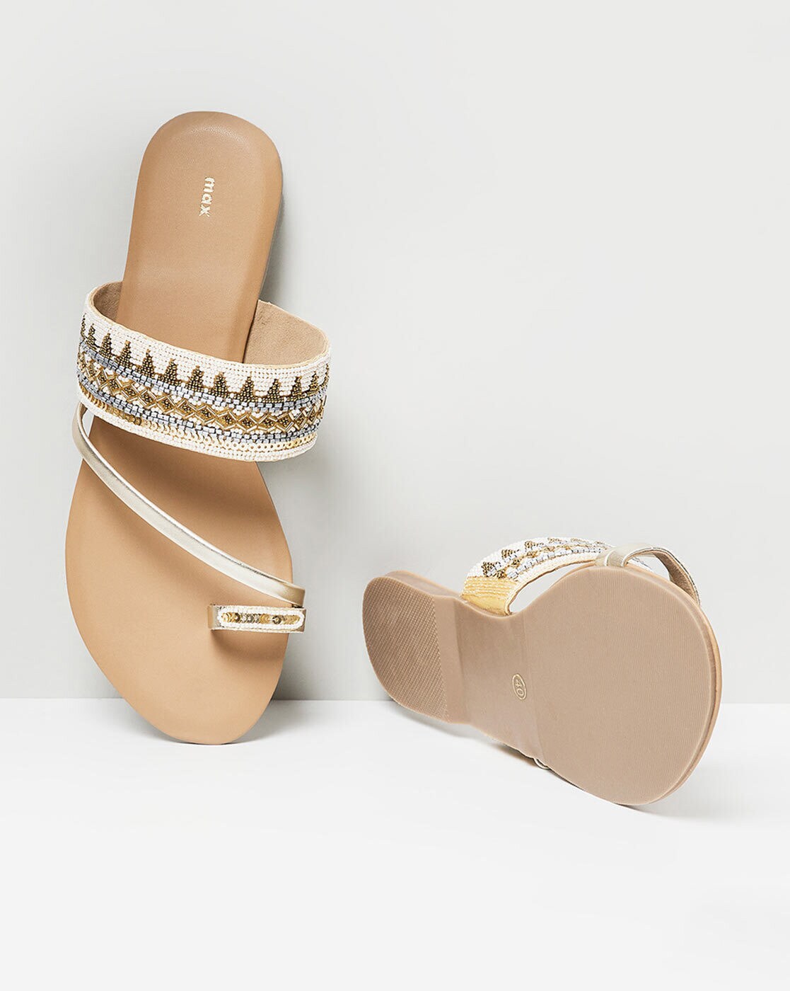 Women Ruched Design Rhinestone Decor Ankle Strap Sandals, Fashion Flat  Sandals For Summer Beige | SHEIN ASIA