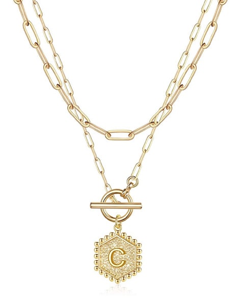 Gold-Plated Alphabet C Layered Necklace