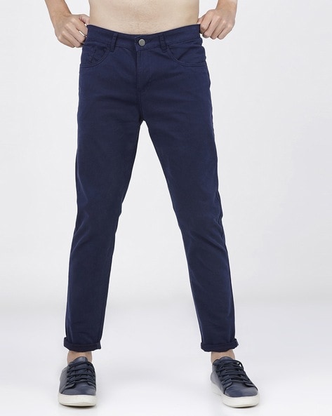 Buy INDIAN TERRAIN Sky Blue Mens Brooklyn Fit Solid Casual Trousers   Shoppers Stop