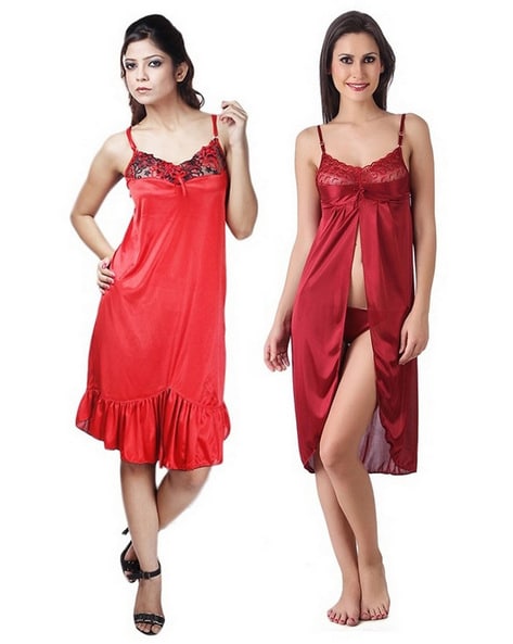 Red Coloured Premium Soft Comfy Net & Silky touch Women Luxurious Nigh –  Royskart
