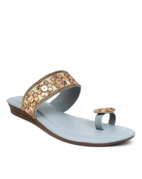 Metro Brands Metro Shoes Sandals Embellished Toe-Ring Flat
