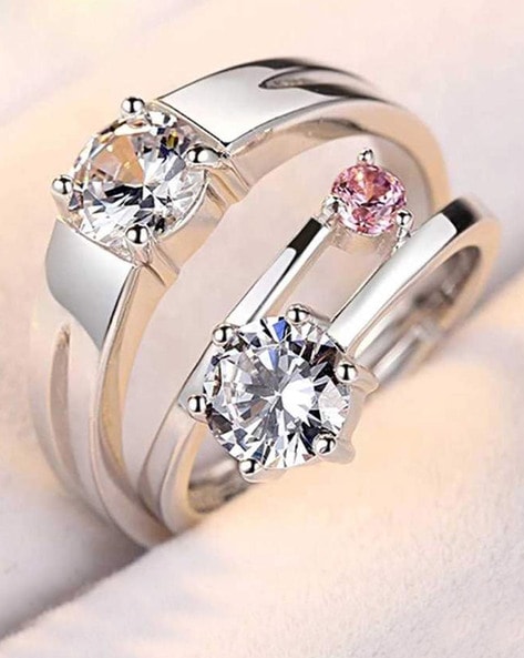 Couple Rings for Men & Women Cubic Zirconia diamond, Platinum, Crown  Stainless Steel Platinum Plated Ring Set By Punjabi Swagg - Punjabi Swagg