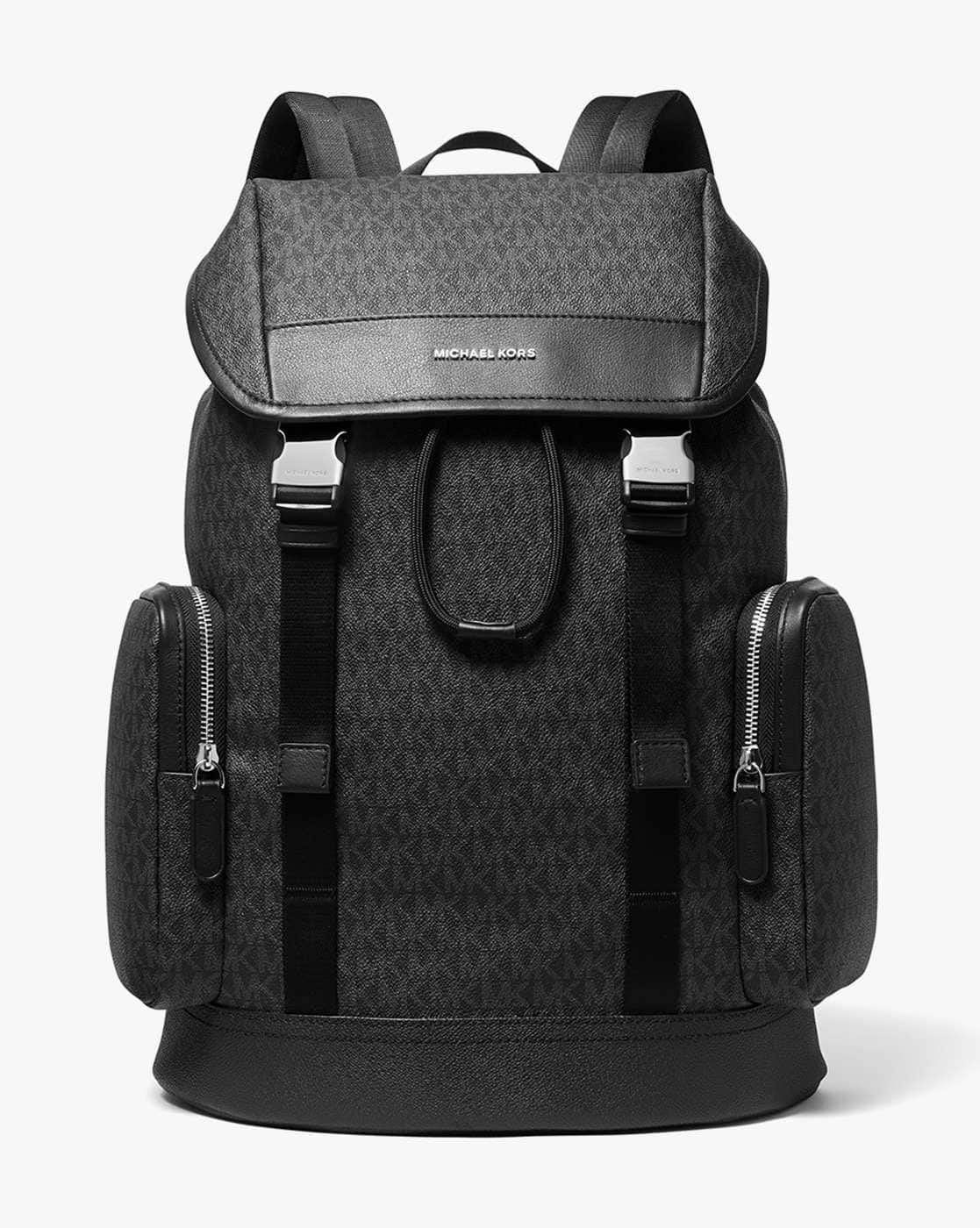 ☆ MA．．． ☆MICHAEL KORS ロゴプリント ミニリュック MICHAEL KORS ブラックレザーリュック マイケルコース MICHAEL