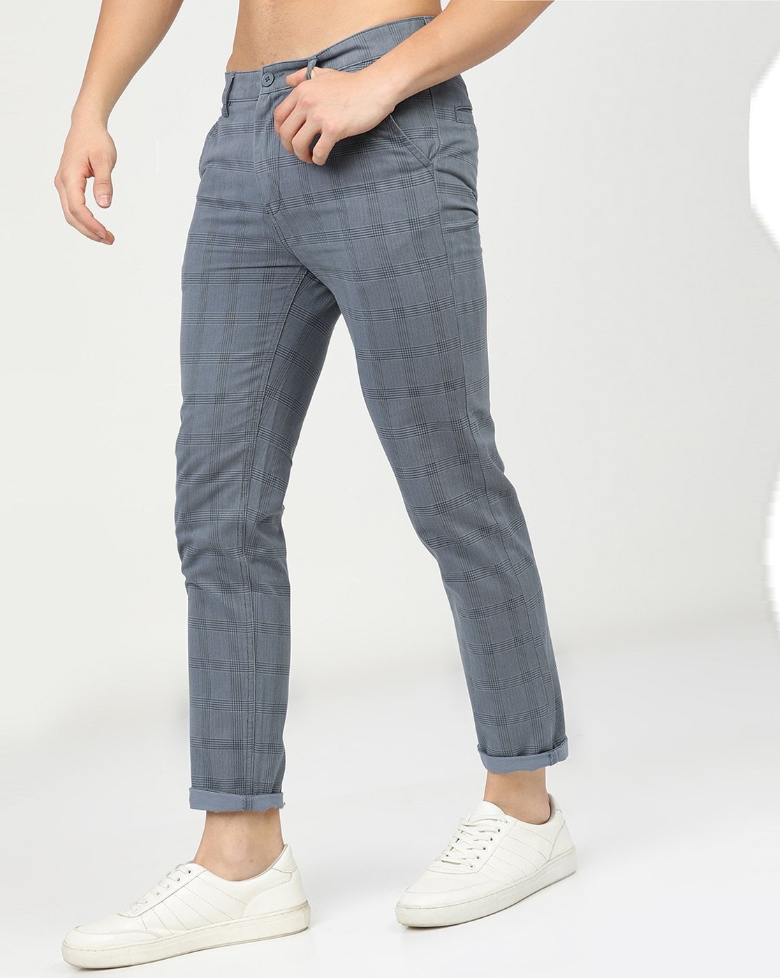 Navy Blue Cotton & Silk Chino Pants | Peter Christian