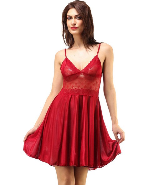 STRAPPY DETAIL BABYDOLL in Red