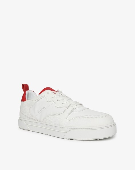 Buy Michael Kors Baxter Leather Sneakers | White Color Men | AJIO LUXE