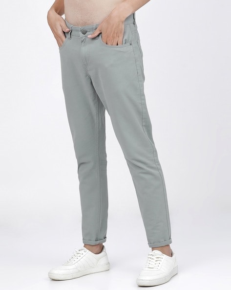 Buy Byford By Pantaloons Light Grey Slim Fit Trousers for Mens Online   Tata CLiQ