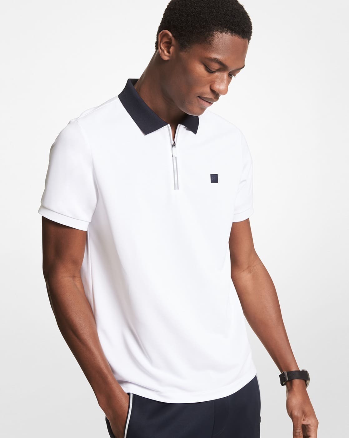 Buy Michael Kors Half-Zip Polo T-shirt | White Color Men | AJIO LUXE