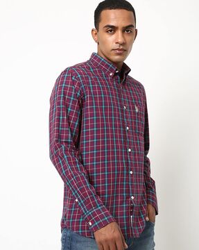 mens purple check shirt