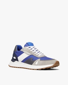 Buy Michael Kors Miles Colourblock Leather Trainers | Blue Color Men | AJIO  LUXE