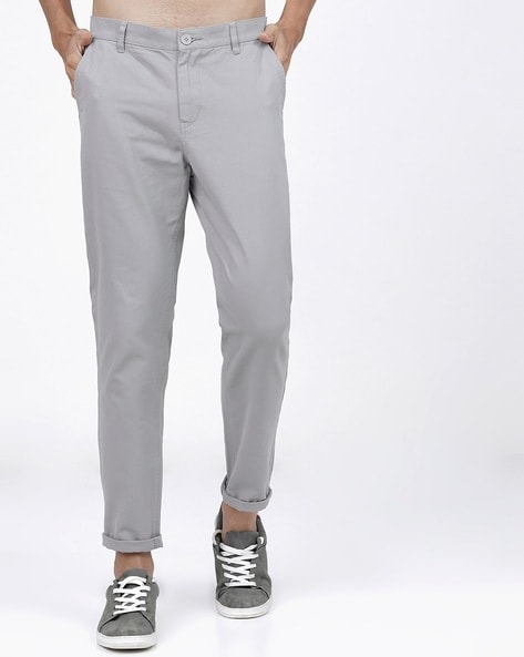 Buy Men Grey Slim Fit Textured Casual Trousers Online - 709852 | Allen Solly