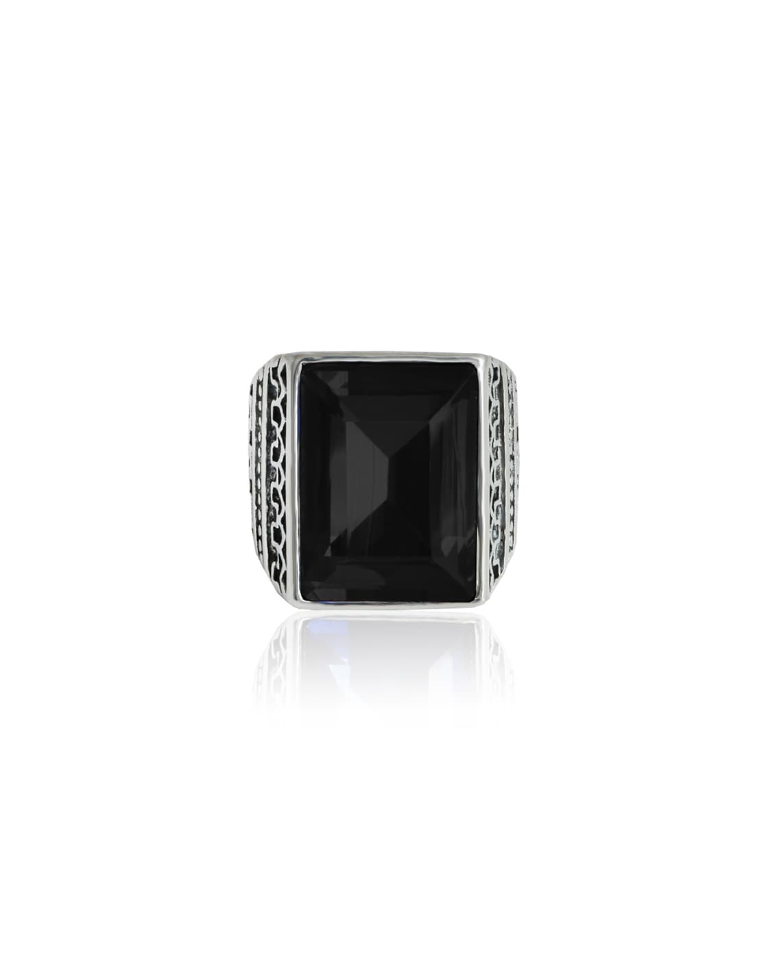 Mens 925 Sterling Silver Natural Black Onyx Gemstone Ring #GR464