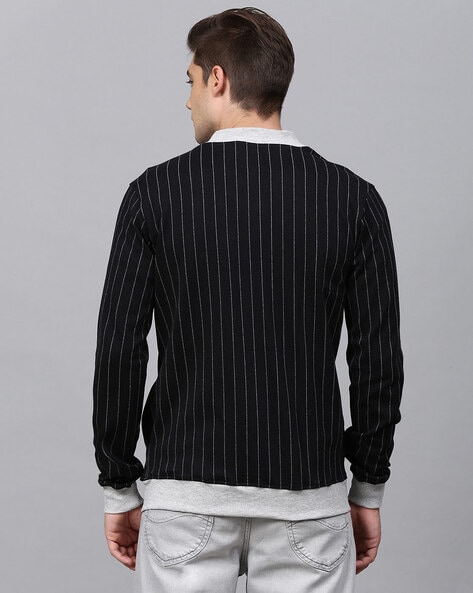 Black and white outlet striped jacket mens