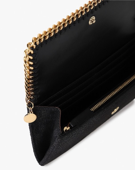 Women Black Falabella Flap Continental Wallet