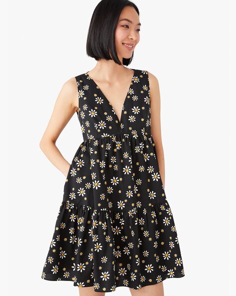 Buy KATE SPADE Daisy Dots Vineyard Sleeveless Skater Dress | Black Color  Women | AJIO LUXE