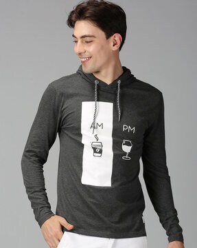 dcrooz mens full sleeve grey color hooded sweatshirt
