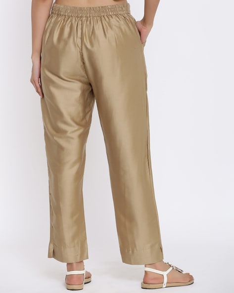 Designer Black Split Ladies Elasticated Waist Trousers With Gold Button  Detailing Womens Casual Long Pants With Soft Touch From Redkings, $34.92 |  DHgate.Com