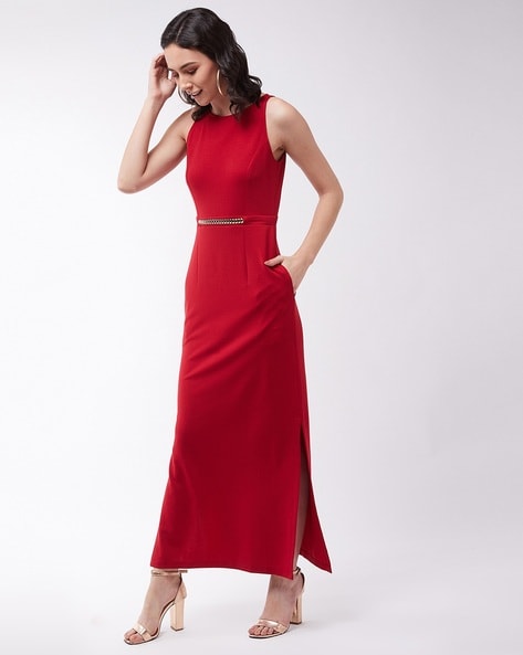 Cherry red maxi dresses