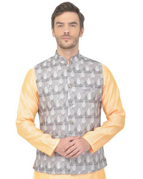 elephant print nehru jacket