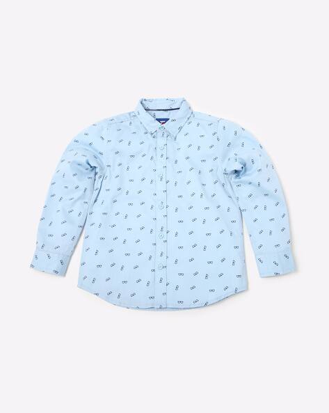 Printed Cotton Shirt with Tie view 2