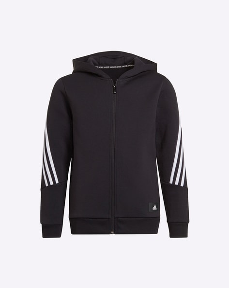 Adidas 3 stripe hotsell zip up hoodie