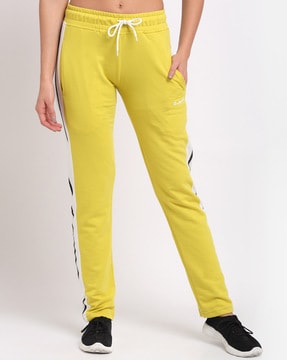 yellow pants with black stripe womens