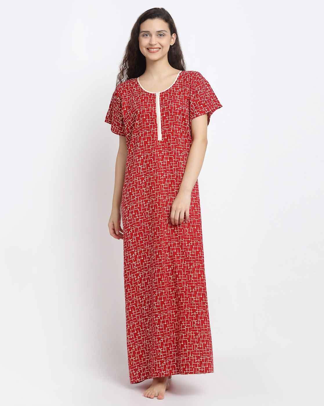 Buy Secret Wish Women's Red Cotton Nighty online