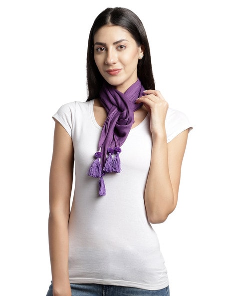 Solid With Tassels Scarf Price in India