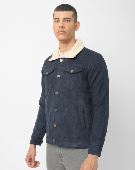 Slim fit sherpa online jacket