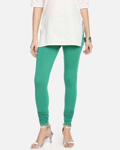 twin birds green basic leggings with branding