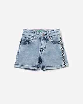 color denim shorts