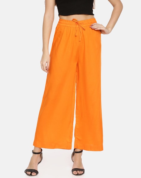 Buy Zink London Orange Belted Wide Leg Trousers for Women Online  Tata CLiQ