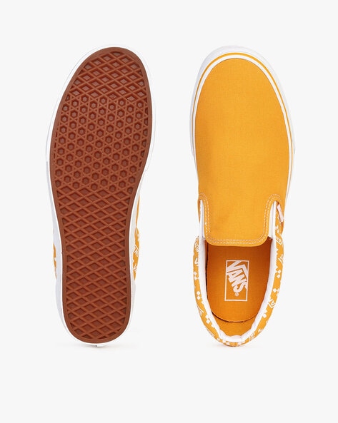 Mustard yellow cheap vans slip ons