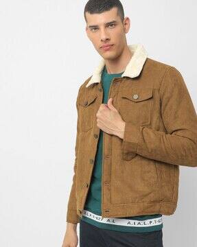 tan jacket with white fur