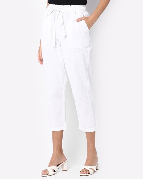 XL White casual loose fit jeans stretchable plus size curvy ladies 3/4  length loose fit XL chiffon square neck elegant | Shopee Singapore