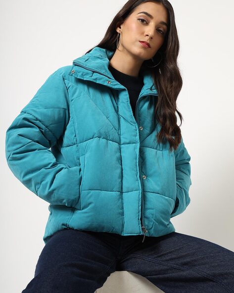 Teal puffer hot sale jacket women's