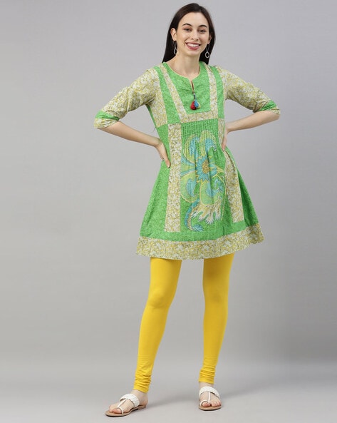Yellow Casual Wear Cotton Tunic | Tunic designs, Kurti designs, Yellow kurti