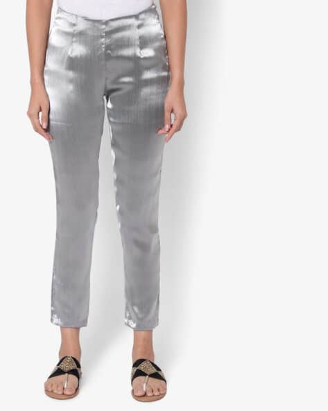 Rangriti Silver Polyester Slim Pants