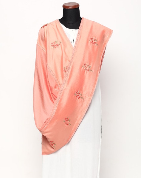 Embroidered Dupatta with Lace Insert Price in India