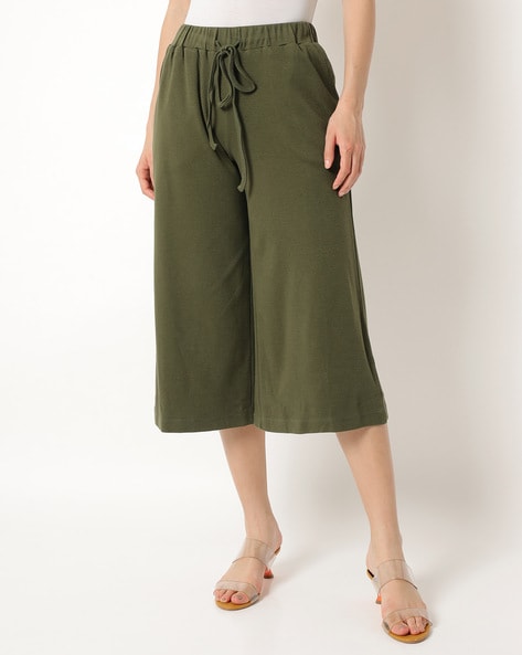 Time & Tru Women's High Rise Paperbag Pants (Green, 8) at
