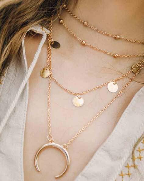 Buy Gold Necklaces for Women, Gold Layered Necklaces for Women, Gold Coin  Necklace, Choker Necklaces for Women. Gold Jewelry With Modern Design With  Vintage Elements . Anti-ic and Anti-Rust Women Necklace. Online