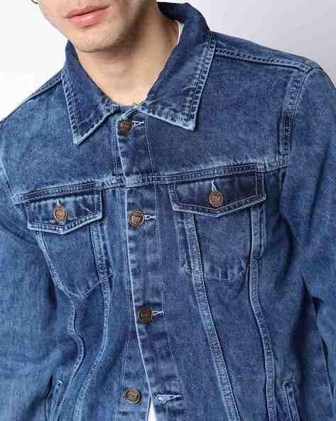 Heavily Washed Panelled Denim Jacket