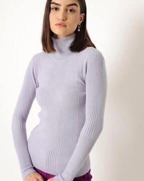 ribbed turtle neck pullover