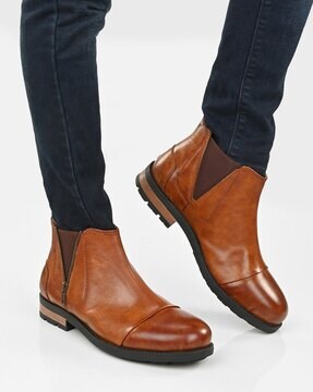 Rusland Let Isolere Buy Tan Brown Boots for Men by ARBUNORE Online | Ajio.com