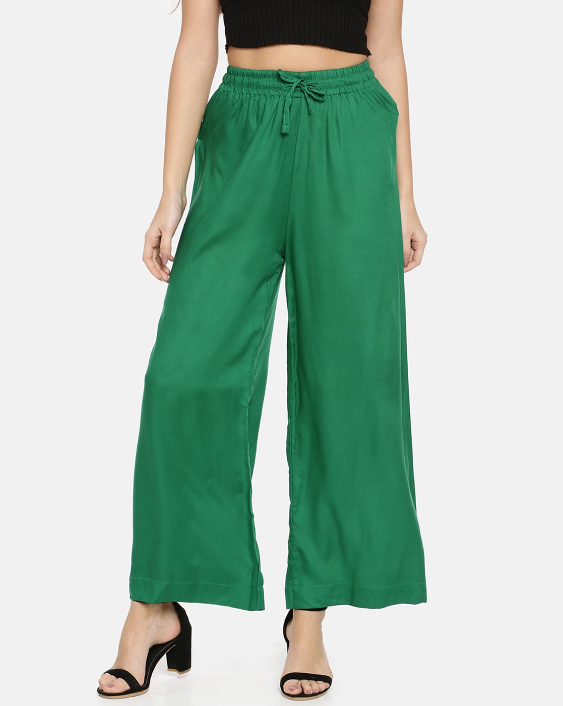 Wide pullon trousers  Bright green  Ladies  HM IN
